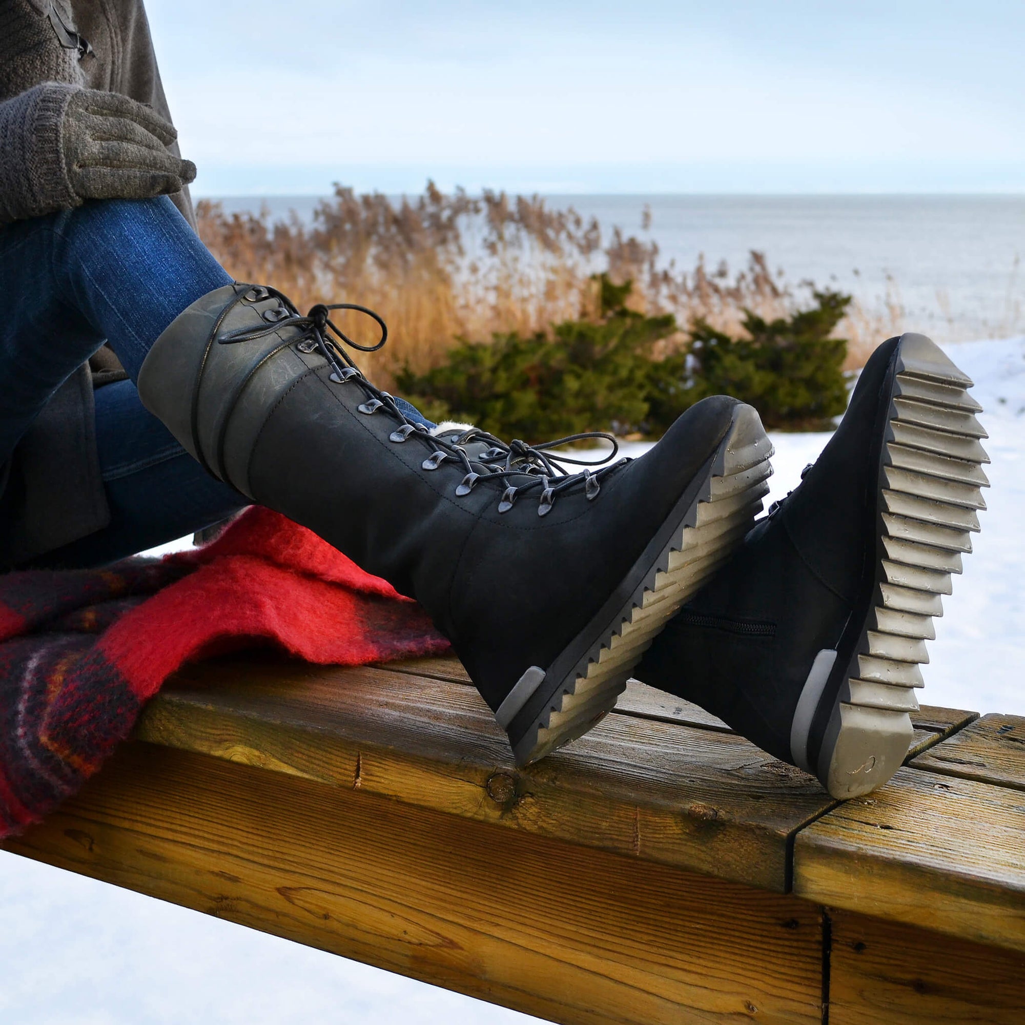Peak Winter Boot for Women -  Bordo-Black