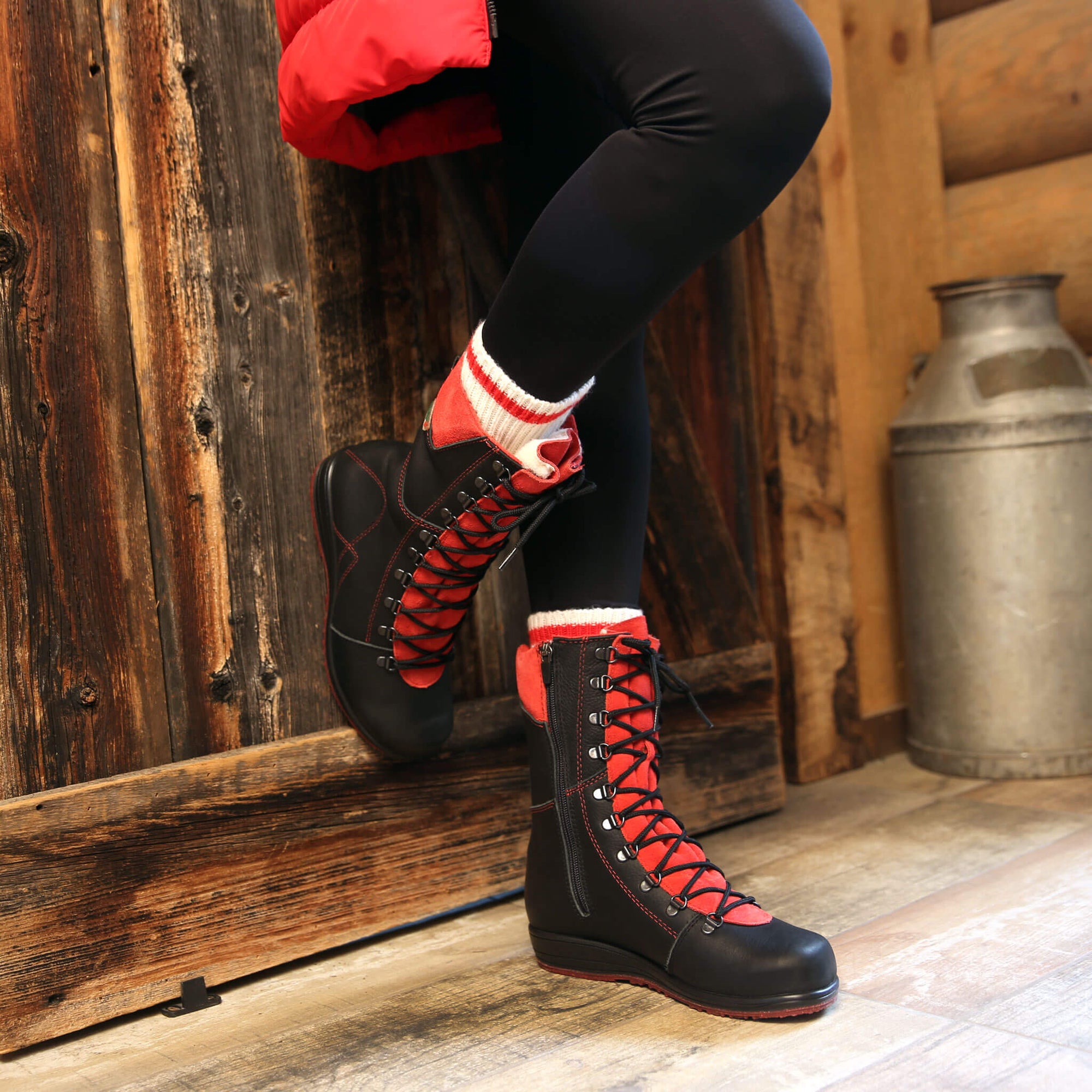 Banff winter boot for women - Black-Red